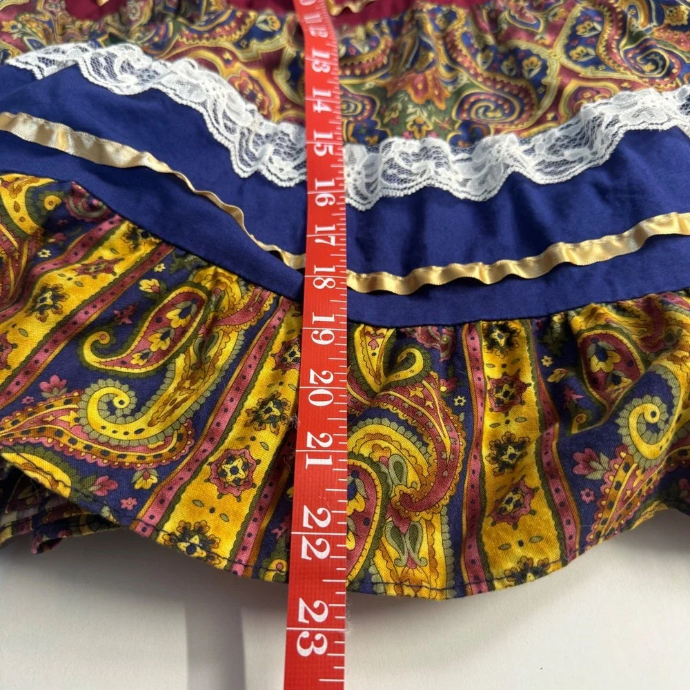 Vintage Square Up Fashions Square Dance Skirt Set Paisley Lace Women's Small
